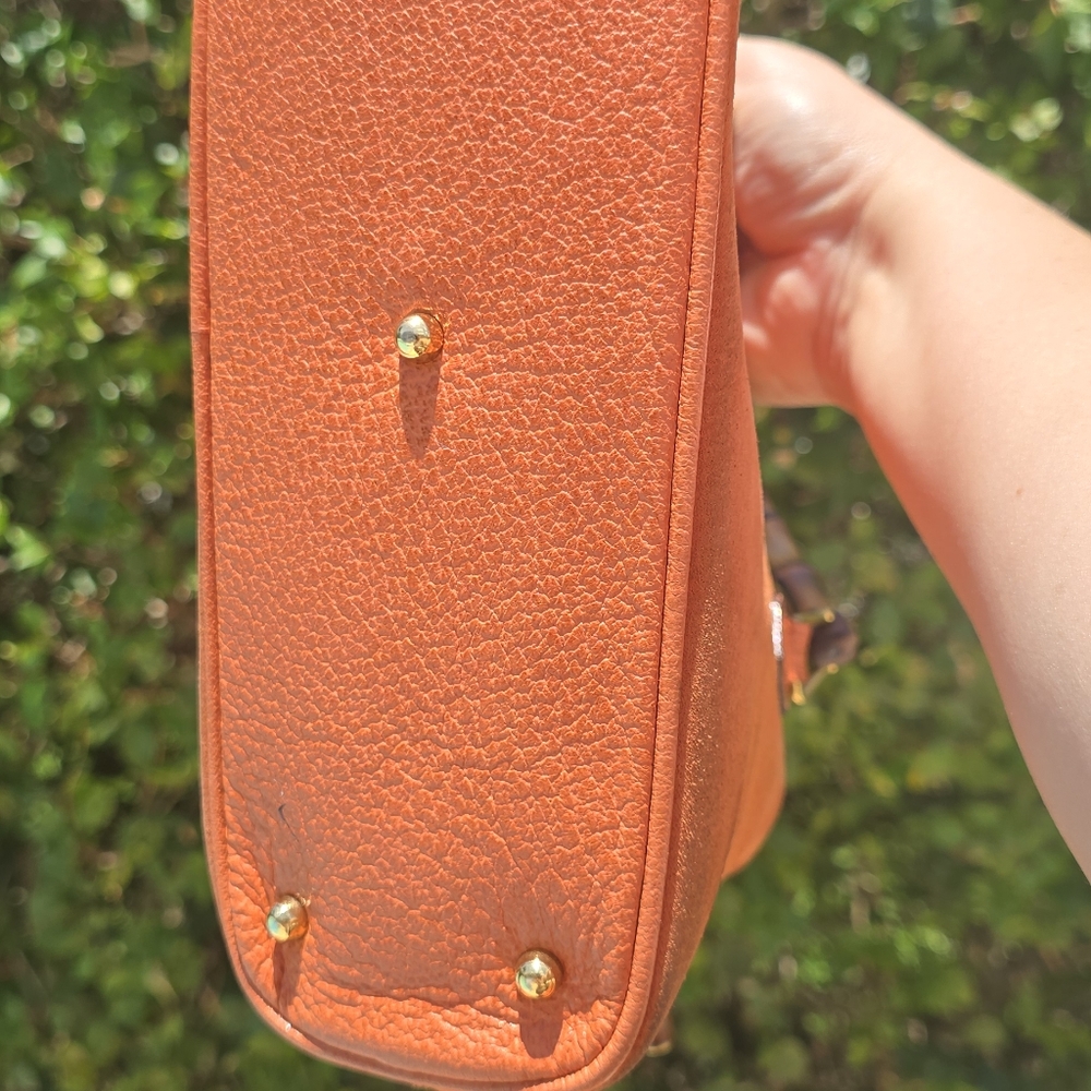 GUCCI Authentic  Bamboo  Suede ORANGE  Purse Satchel Handbag Designer - Picture 6 of 16